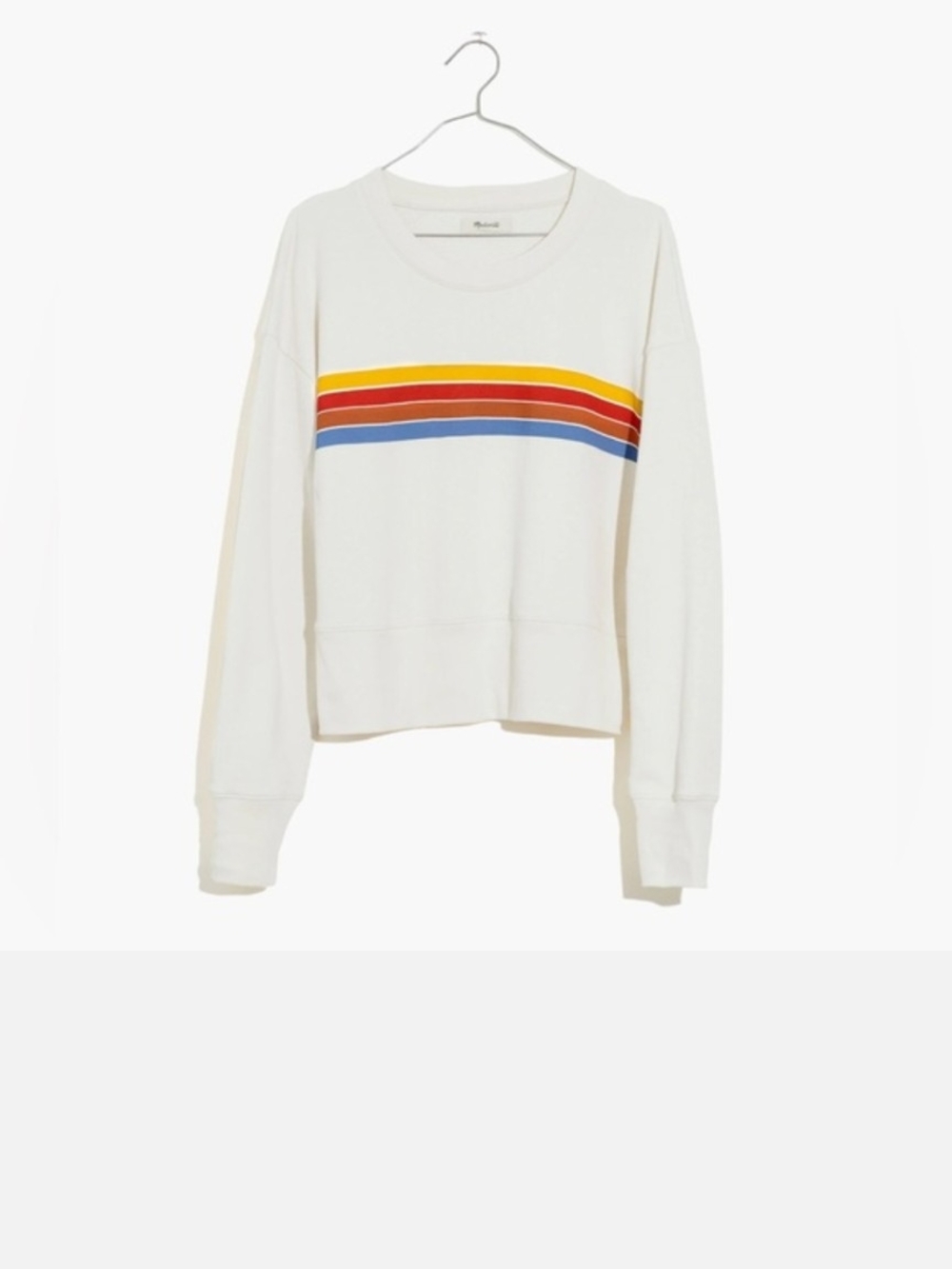 Madewell Cream Crewneck Sweatshirt with Retro Stripe